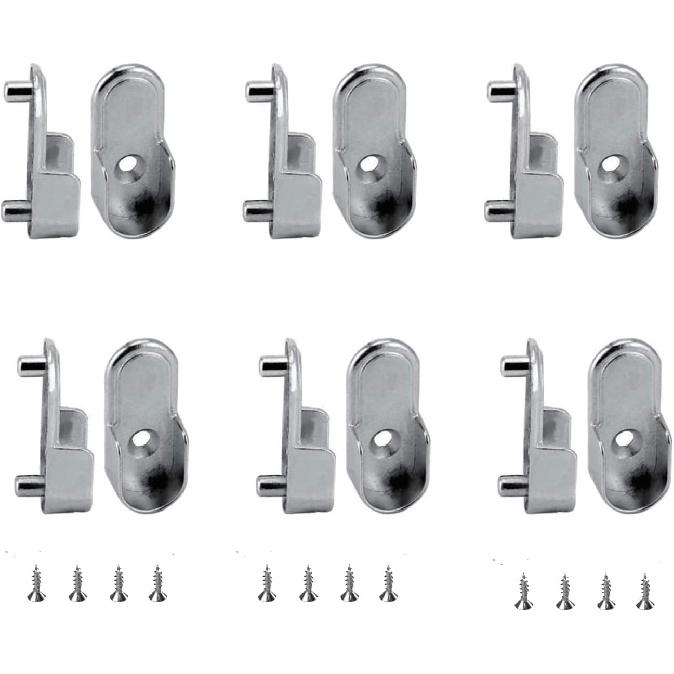 AEGYPIUS 6Pcs Oval Closet Rod End Supports 15mm x 30mm, Wardrobe Bracket Metal Rod Holders, Heavy-Duty Closet Pole Socket with Rear Facing 6.5mm P