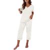 Women's Casual Round Neck Loose Fit Printed Short Sleeve T-Shirt and Cropped Pants Set