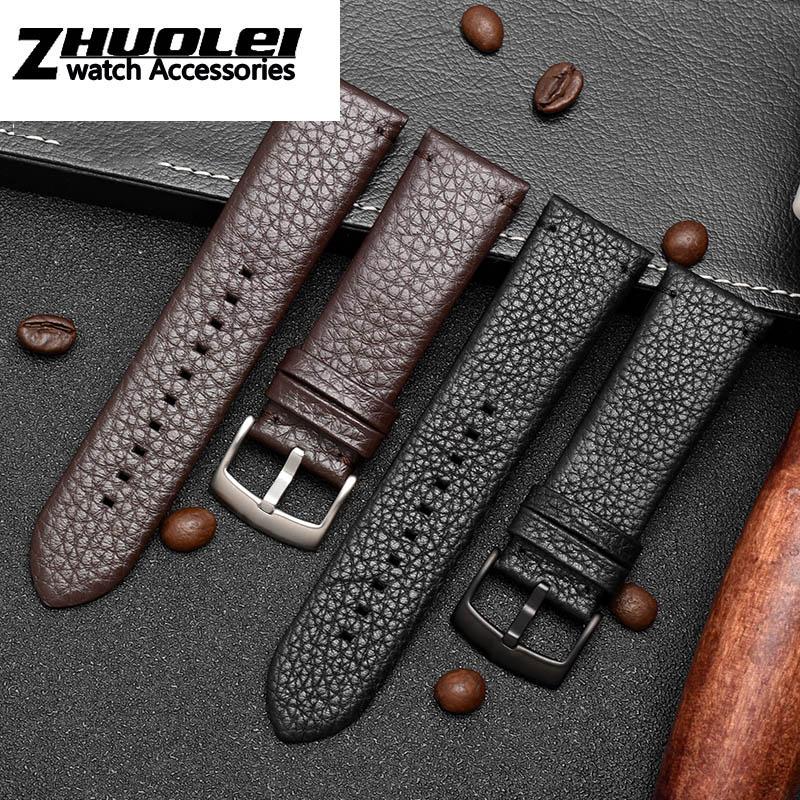 Dla Armani AR2460/2461/2462/0263 Pasek na nadgarstek ze skóry liczi Oryginalna jakość pasek do zegarka z prawdziwej skóry 24mm brązowy czarny pasek męski