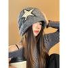 Versatile stack hat female retro fashion show face small casual cold hat big head circumference loose warm bag head hat