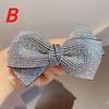Shiny Rhinestone Double Layered Bow Hair Clip with Spring Clip for Women's Elegant Sexy Headwear Fashionable Girl Hair Accessory