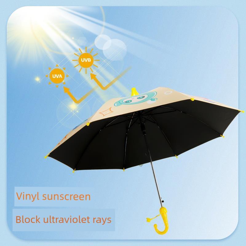 Egg Party Children's Umbrella for Boys and Girls, Long-Handle Umbrella for Elementary School Students, Sun Protection Cartoon Lightweight Umbrella