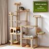 Large Solid Wood Cat Tree with Space Capsule, Plus Size Scratching Post & Board, Floor-to-Ceiling Multi-Season Toy, Wear-Resistant.