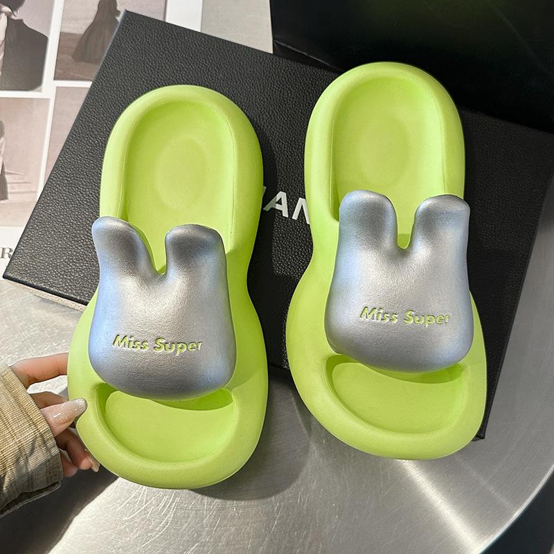 Ladies Thick Soled Slippers Womens Summer New Soft  Non Slip Outdoor  Indoor Wear Flat Bottomed Round Headed Slippers for Girls