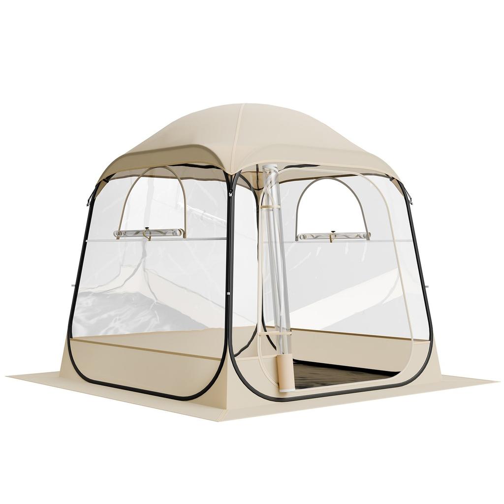 Pop up Sports Tent, 1.83x1.83 m Clear Bubble Tent for 2-4 Persons, Waterproof Outdoor Pod with Floor Mat & Top Cover, Garden Igloo Dome Tents Camping