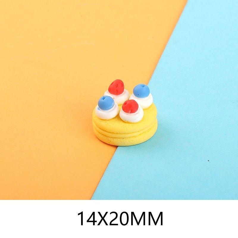 10Pcs Dollhouse Miniature Food Simulation Rose Cake Strawberry Blueberry Biscuits Dessert Doll House Decorations DIY Ornaments