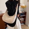 Solid Color Large Capacity Tote Bag Trendy Shoulder Bag Women Casual Canvas School Crossbody Bags For Student CLE