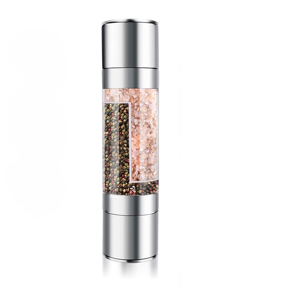 2 In 1 Salt and Pepper Grinder Manual Stainless Steel Salt Pepper Mill Herb Spice Grinder Shakers Bottles Kitchen Tools