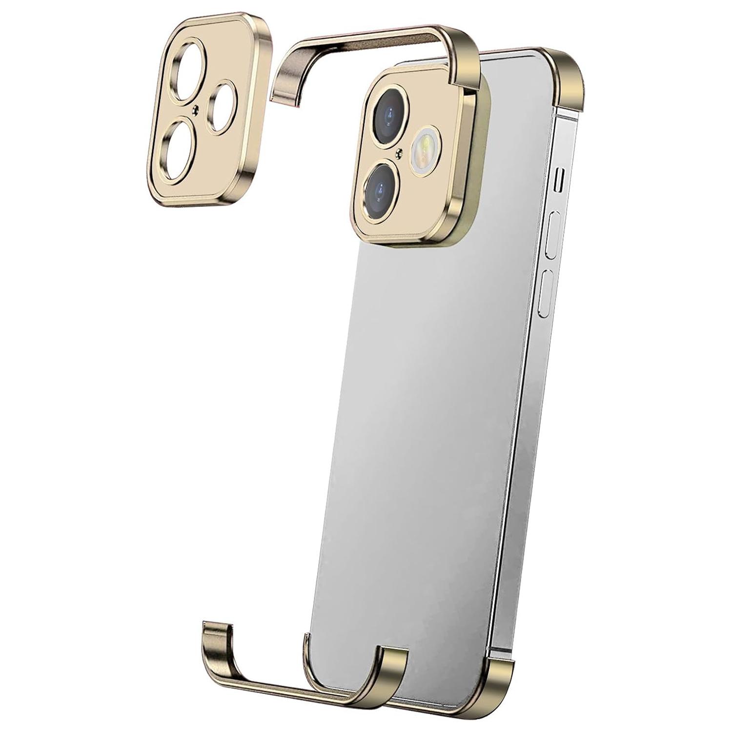 

For iPhone 16 Frameless Case Titanium Alloy Phone Corner Pad Bumper Cover with Camera Lens Protector