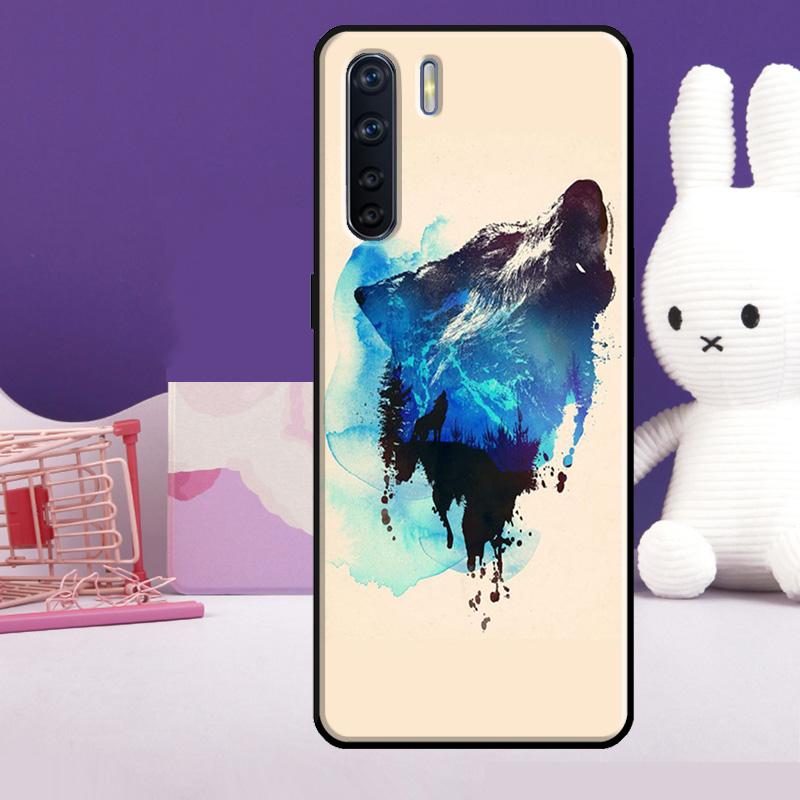 Wolf Art Black Case For Oppo A18 A38 A78 A98 A58 A60 A80 A40 A96 A76 A16 A94 A74 A54 A15 A17 A57 A77 A5 Pro