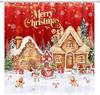 Merry Christmas Gingerbread House Shower CurtainCandy House Gingerbread Home Bathroom Decorations Santa Xmas Trees Bathtub