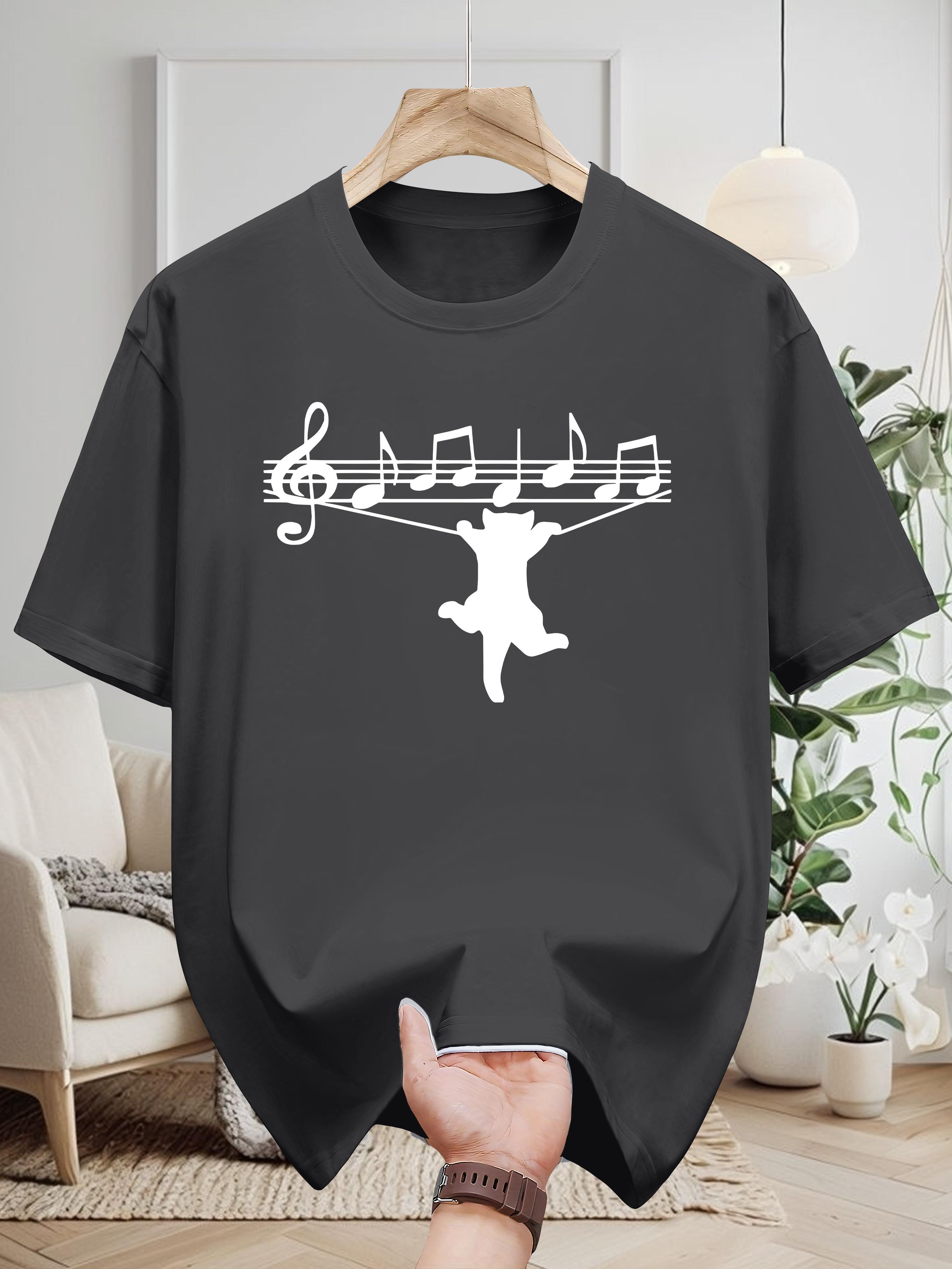 

Niuwang Selection 200g 100% Cotton Short Sleeve T-shirt - Black Geometric Music & Dance Graphic Print XXL