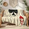 Black Jack Playing Cards Flannel Printed Blanket Suitable for All Seasons Suitable for Living Room Office Sofa and Travel