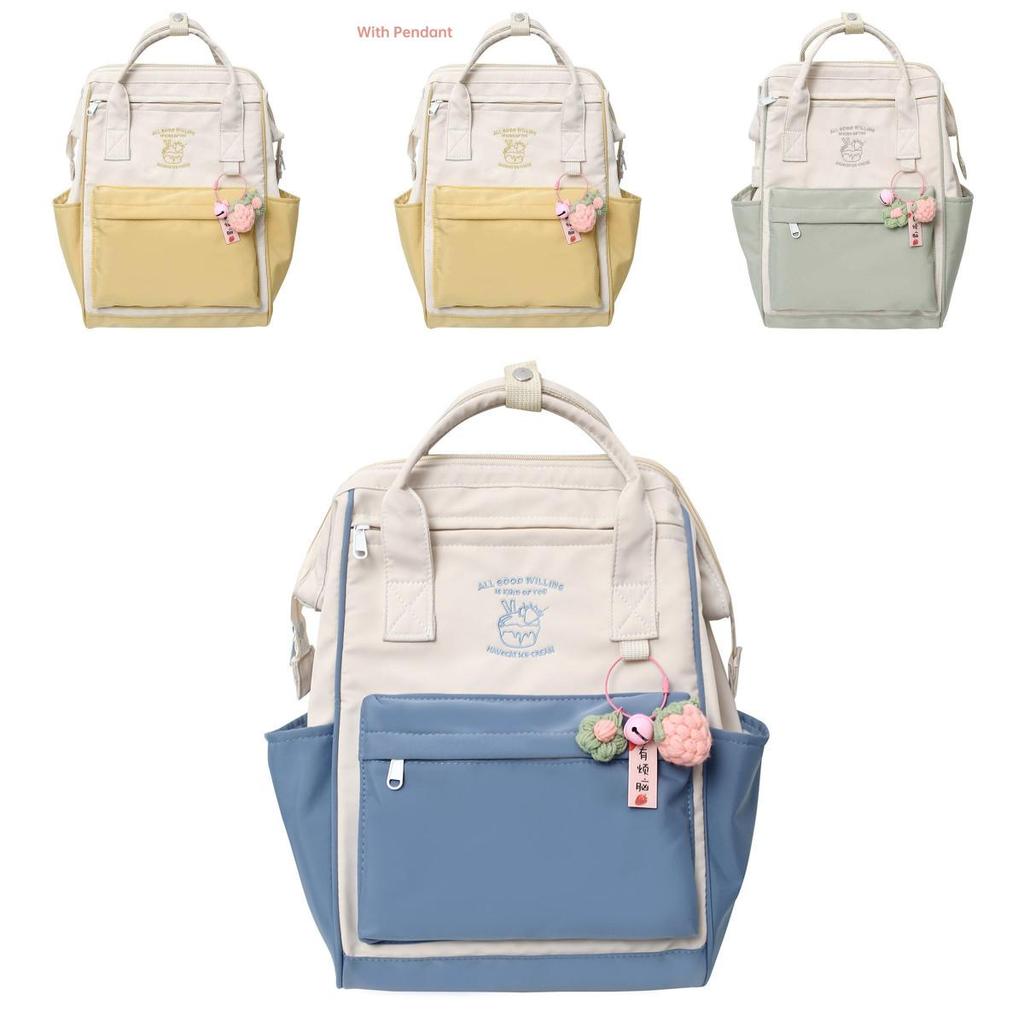 Nylon Lightweight Waterproof Trendy Backpack Colorful Letter Pattern For Girls