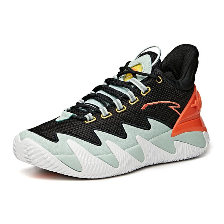 New ANTA Reverse Blade Basketball Shoes Men Low Top Black/Pea Green/Orange 112041606-1