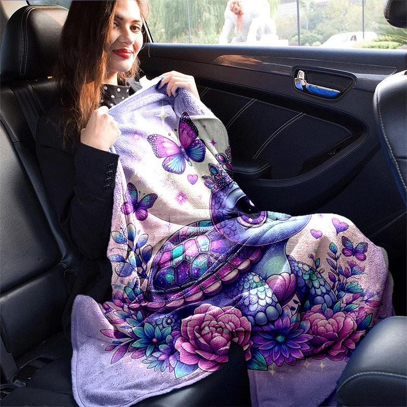 1pc Turtle Printing Lightweight Flannel Blanket, Comfortable and Warm Blanket, for Camping Sofa Bed and Couch Office, Suitable for Gift Blank