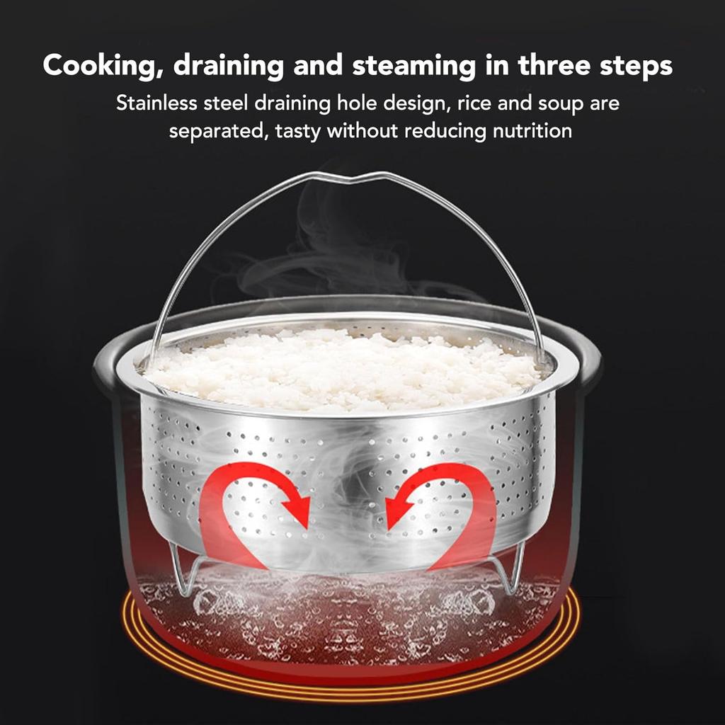 Steamer Basket for, Non Stick Vegetable Steamer Basket with Handle, Stainless Steel Steamer Basket Insert for Pots, Sugar Removal Rice Cooker Insert