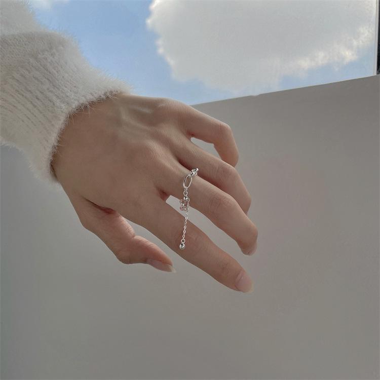 Korean Style Dongdaemun S925 Sterling Silver Adjustable Chain Ring for Women