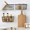 1 Pcs Wrought Iron Kitchen Seasoning Storage Basket Storage Basket Bathroom Rectangular Storage Box Wall Hanging Rack Storage