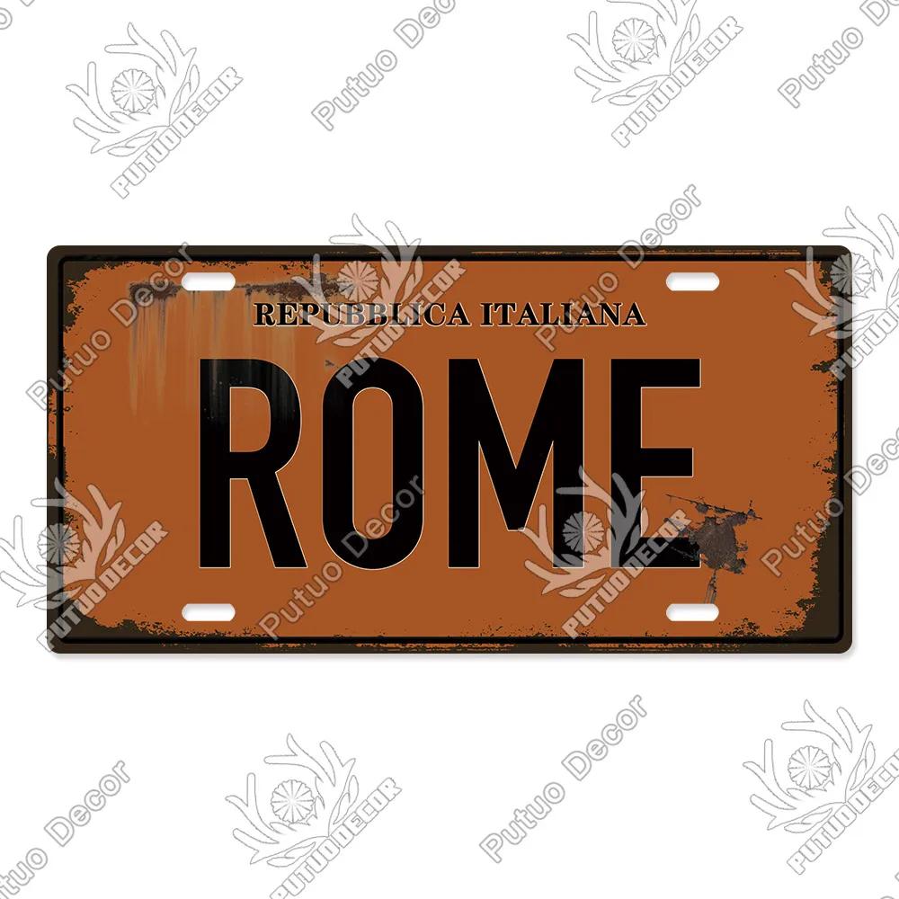 Putuo Decor Stadt Metallschild Plakette Metall Vintage Kennzeichen Blechschild Wanddeko für Man Cave Pub Bar Dekoration