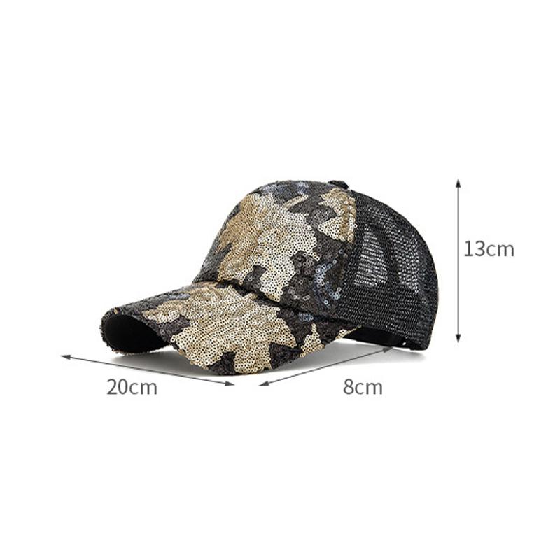 Spring Summer Cap Women's Summer Maple Leaf Baseball Cap Sequin Cap Sunscreen Cap Sunshade Net Cap