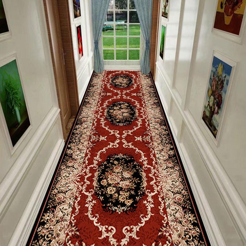 National Floral Living Room Area Rug European Corridor Hallway Carpet Bedroom Kitchen Floor Rug Anti-Skid Mat Entrance Doormat