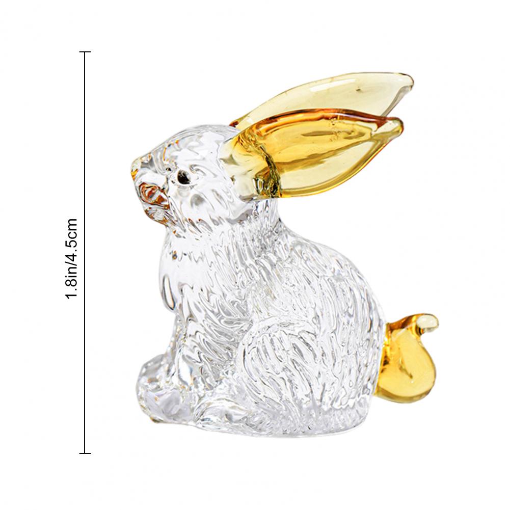 Cute Rabbit Statue Desktop Rabbit Decoration Elegant Faux Rabbit Figurine Glass Art Sculpture for Home Office Decor