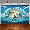 2D Marlin Fishing Birthday Backdrop Ocean Themed Photography Background