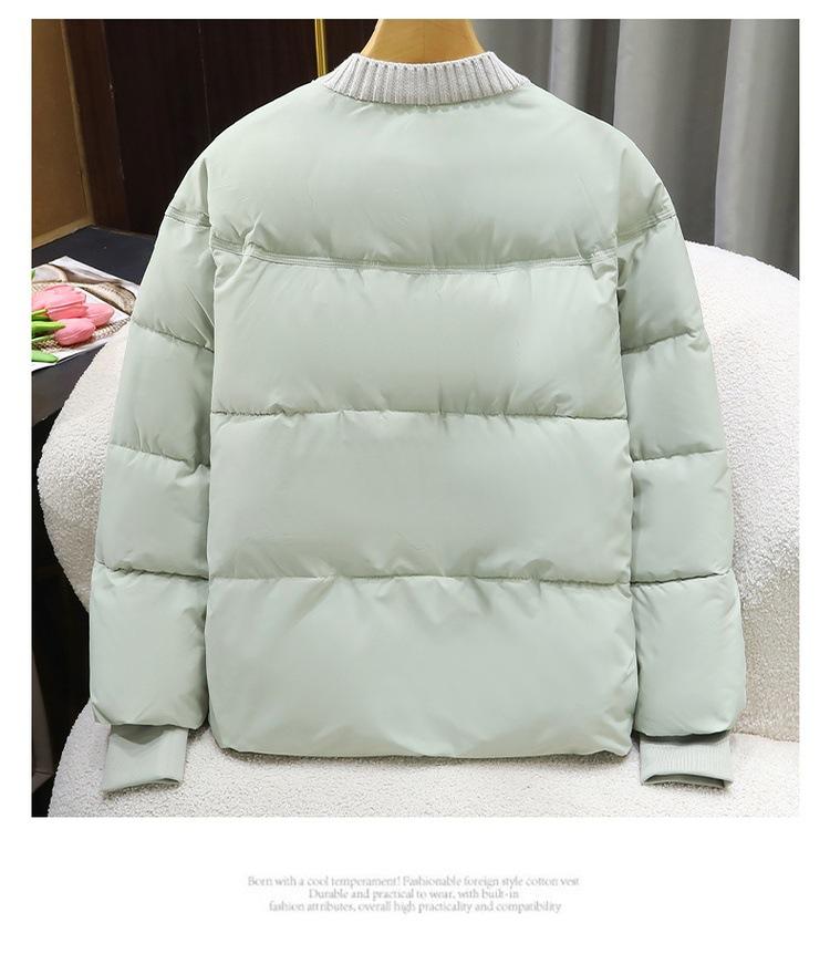 Fake Two-piece Knitted Stitching Down Cotton-padded Jacket for Women
