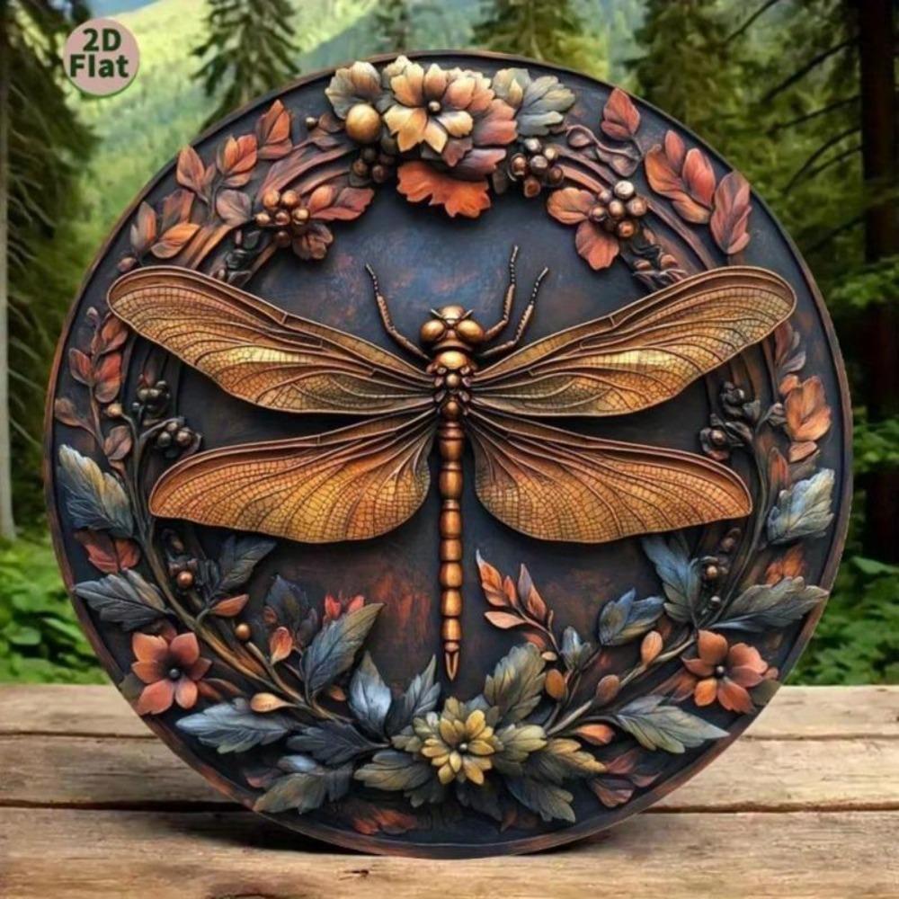 Vintage Hippie Round Metal Wall Decor Colorful Floral and Peace Sign Art