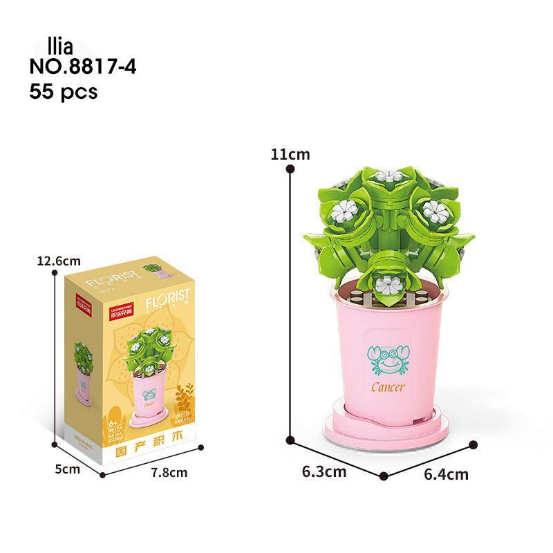 Succulent Bonsai Building Block Flowers - Compatible with Lego, Small Particle Assembly Toys for Girls