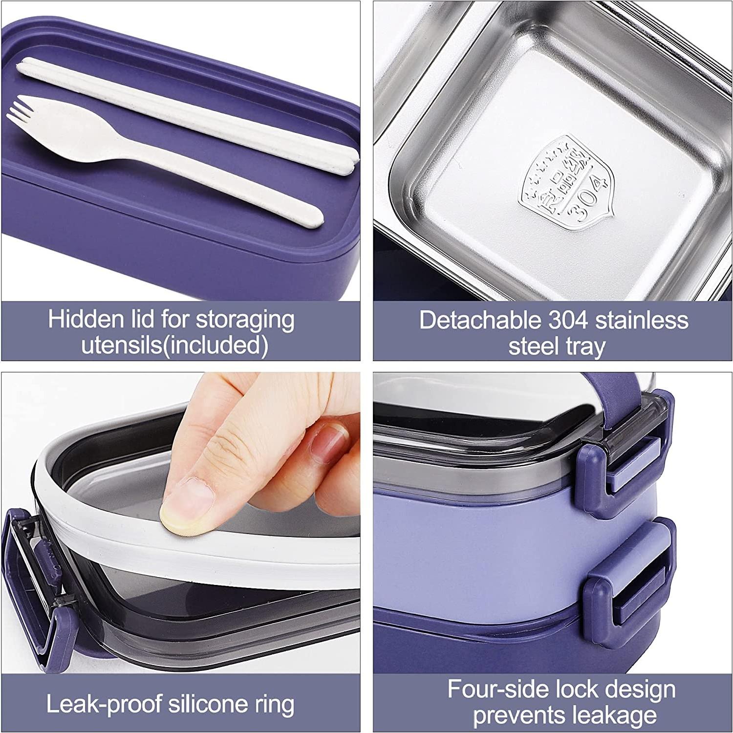 Boîte à Bento Pour – Boîtes à En Acier Inoxydable, Boîte à | Récipients à Déjeuner à Compartiments Scellés Individuellement, Anti-fuite, Sans BPA, Gardent Les Aliments Frais, écono