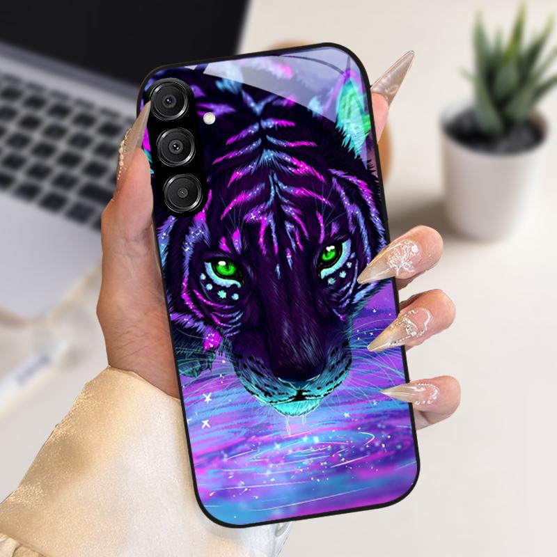 Fashion Coque For Samsung A55 A56 Case A25 A26 Tempered Glass Phone Cover For Galaxy A15 A35 A36 Hard PC Glass Protective Fundas