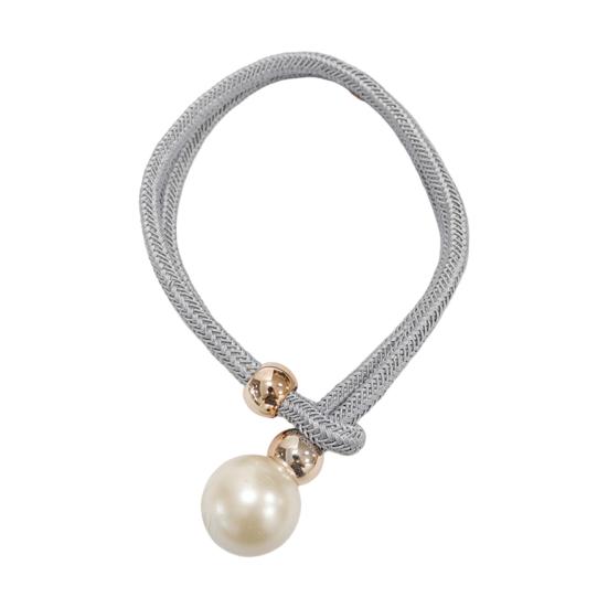 1Pc Faux Pearl Curtain Tieback, Woven Rope Adjustable Curtain Holder, Stylish Bead End Draperies Holder for Living Room Bedroom Bathroom Dormitory