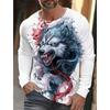 Fashion Men's Crew Neck Long Sleeve 3D Color Printing Summer Casual Long Sleeve Crew Neck T-Shirt