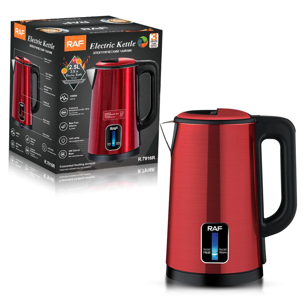 

2.5L Stainless Steel Electric Kettle with Auto Shut-off for Home Use 220V EU Standard червоний