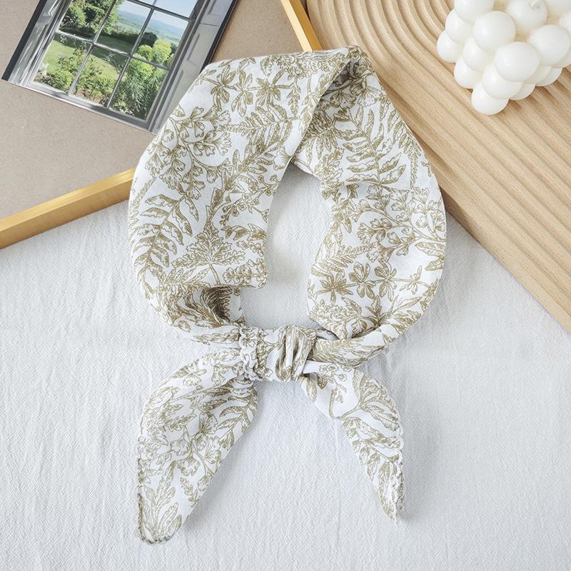 Thin Cotton and Linen Small Square Scarf Fresh and Breathable Women's Soft Literary and Decorative Small Silk Scarf Summer Scarf Women's Versatile