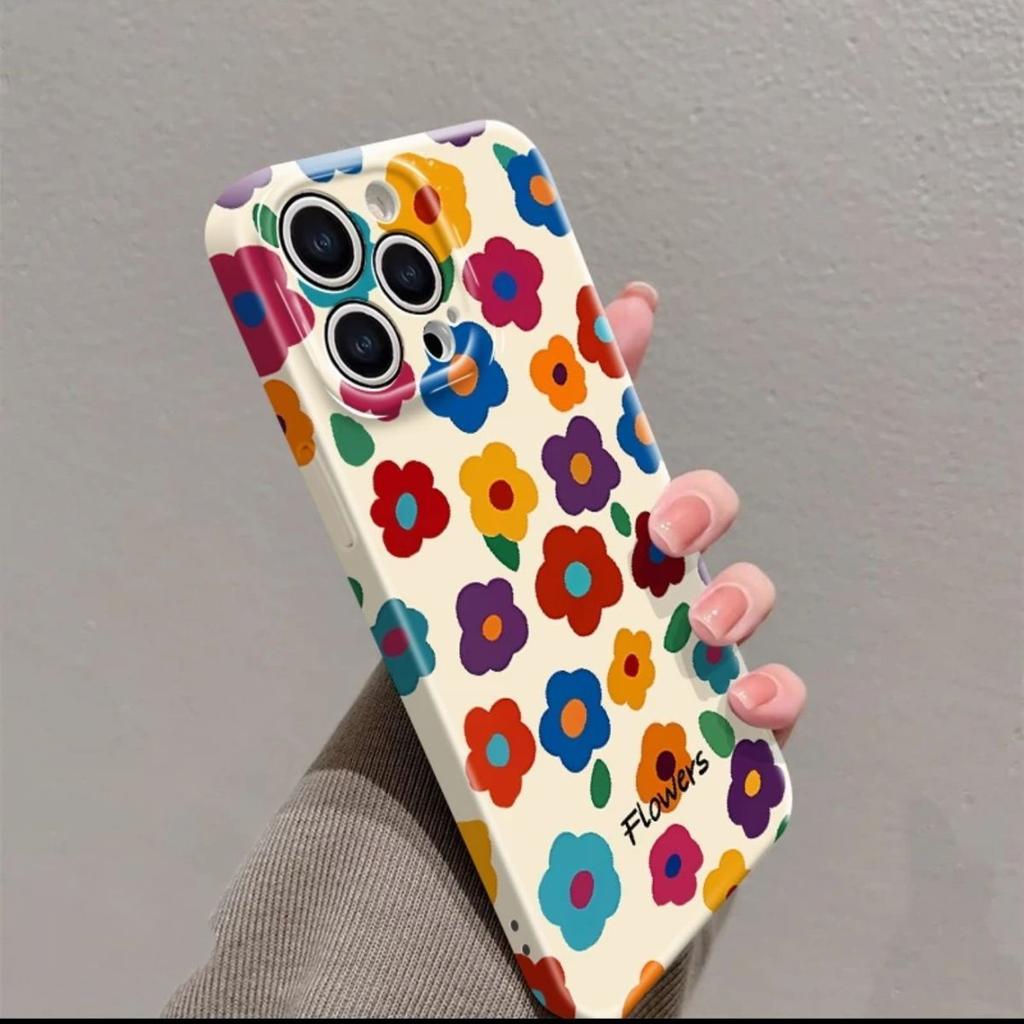 Retro Summer Garden Flowers Oil Painting Wave Back Cover For iPhone 14 13 11 12 16 Pro Max XS X XR 8 7 15 14 Plus Case
