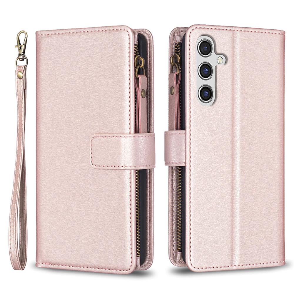 

BF Style-19 For Samsung Galaxy A35 5G Case Zipper Pocket Phone Leather Cover Rose Gold