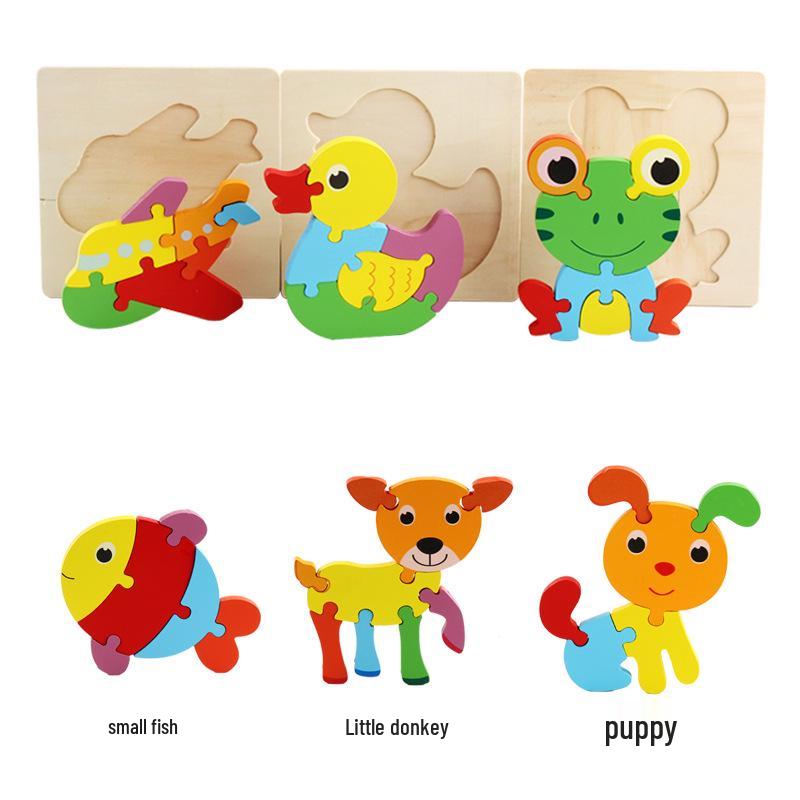 Children's 3D Wooden Animal Puzzle - Educational Building Blocks for Early Learning