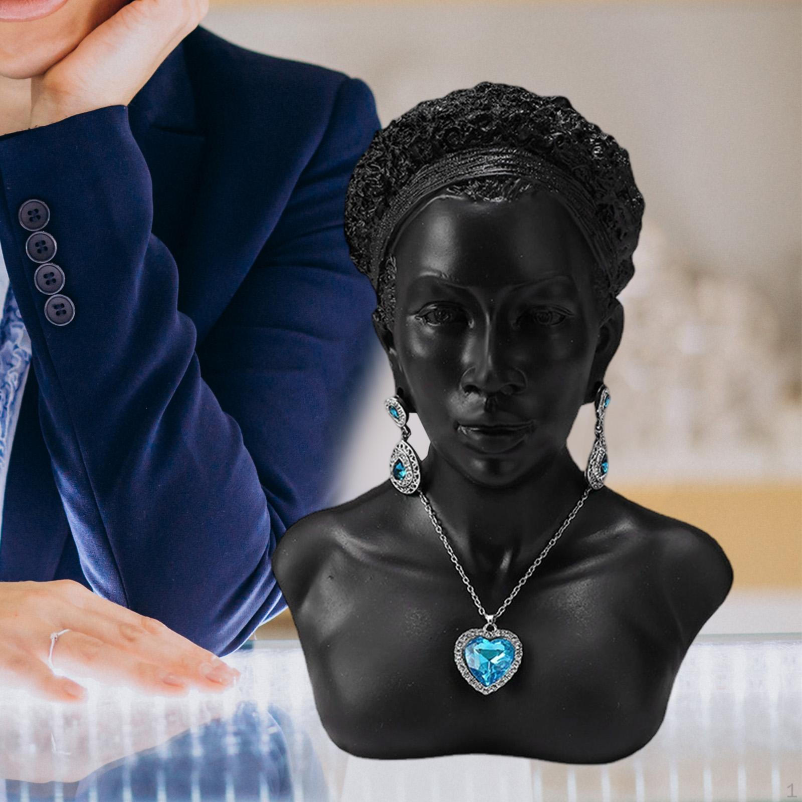 

Подставка-бюст для демонстрации ювелирных изделий, органайзер для цепочек, подставка для серег, женская модная статуэтка, манекен-модель чёрный