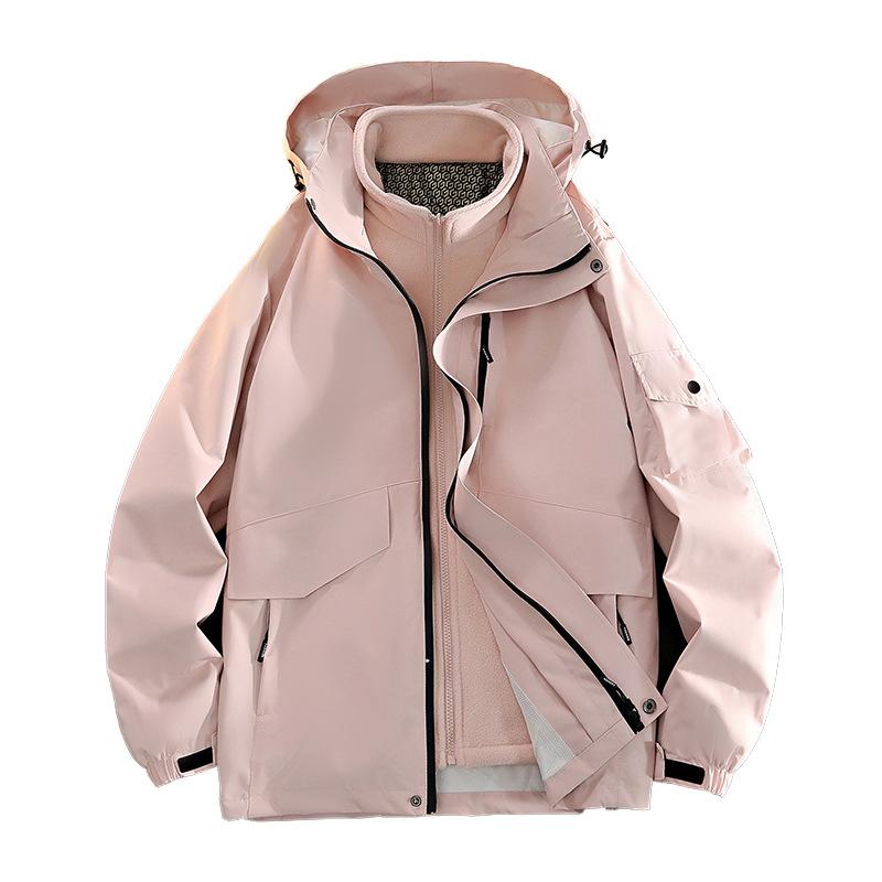New Outdoor Jacket for Men and Women, Men and Women, Three-in-one Waterproof, Windproof, Oil-proof Mountaineering Men's Clothing Jacket