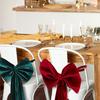 Christmas Chair Sashes Bows Large Velvet Chair Cover Back Tie Supplies for Christmas Banquet Home Wedding Event Holiday Party Decor