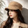 Autumn and Winter New High-end Suede Beret Street Shot Shows the Face Small Retro Flat-top Equestrian Hat