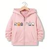 Children's Zipper Hoodie Autumn Winter Fashionable Cartoon Fun Cat Printed Hoodie Loose Sports Leisure Versatile Coat Hoodie