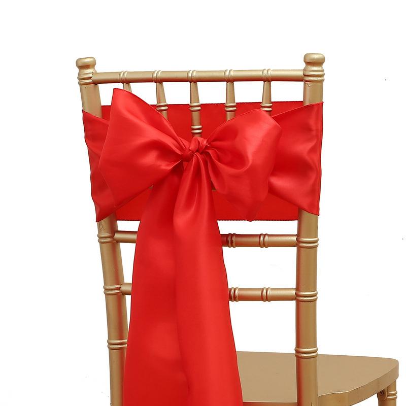 Wholesale 10/50pcs Satin Bow Sashes Wedding Chair Decor 17x275cm Ribbon Butterfly Tie Band For Christmas Birthday Party Sashes