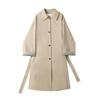 Früher Herbst Windjacke Damen Frühling und Herbst Khaki Klein Britischer Stil Mittellang