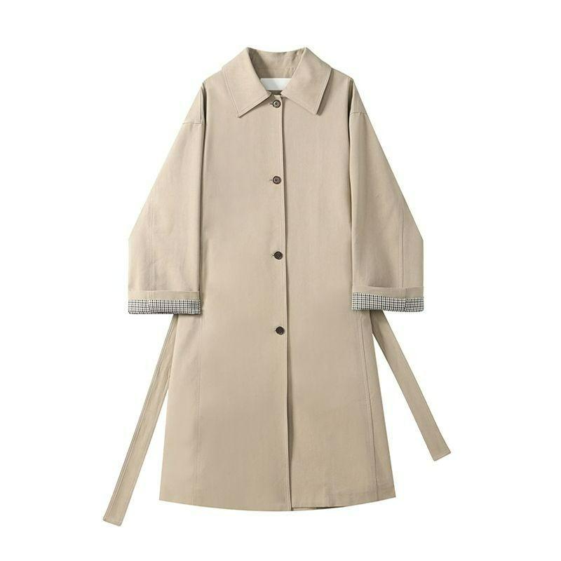 Early Autumn Windbreaker Jacket Women's Spring and Autumn Khaki Small British Style Mid-length