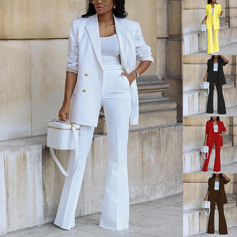 

Women s Solid Color Casual Wide-Leg Pants & Suit Set Extra Large