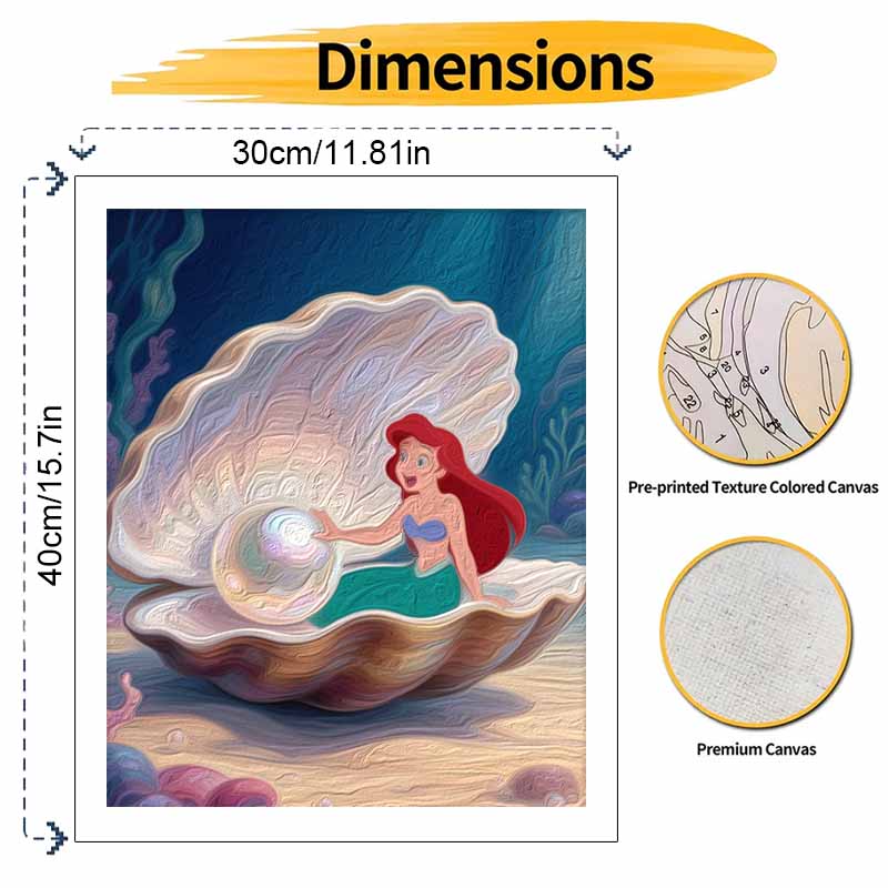 Disney Pictură în ulei digitală artă pictură sirenă subacvatică perlă handmade diy decorațiuni pentru casă